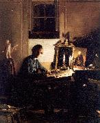 Paye, Richard Morton Self-Portrait While Engraving Spain oil painting reproduction
